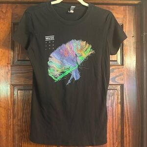 Muse Concert Black Tee with Vibrant Brain Design